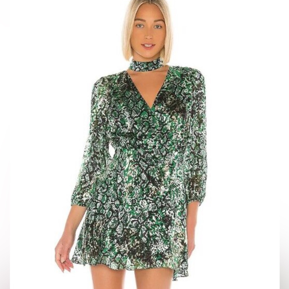 Alice+ Olivia Rita Blouson burnt velvet dress Sz 8